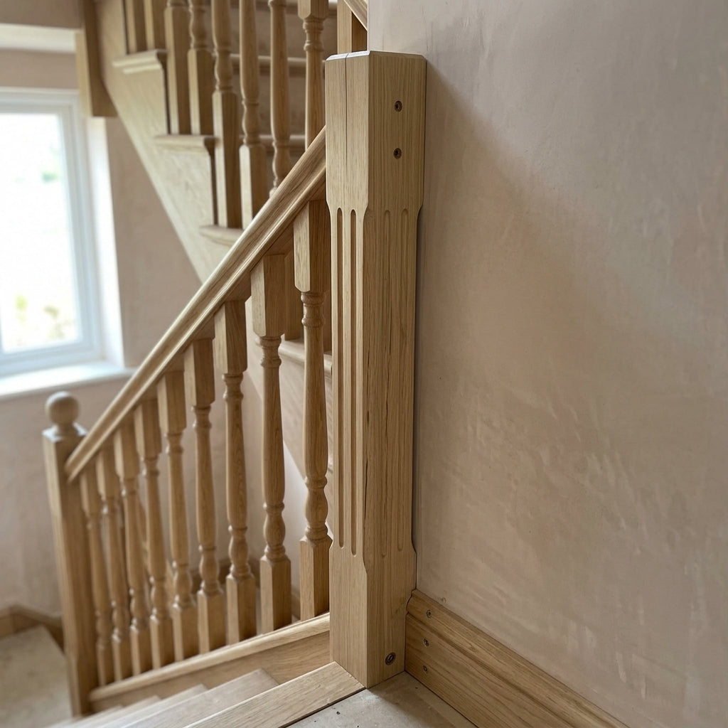 115mm x 1500mm Oak Half Stair Part with Slight Split