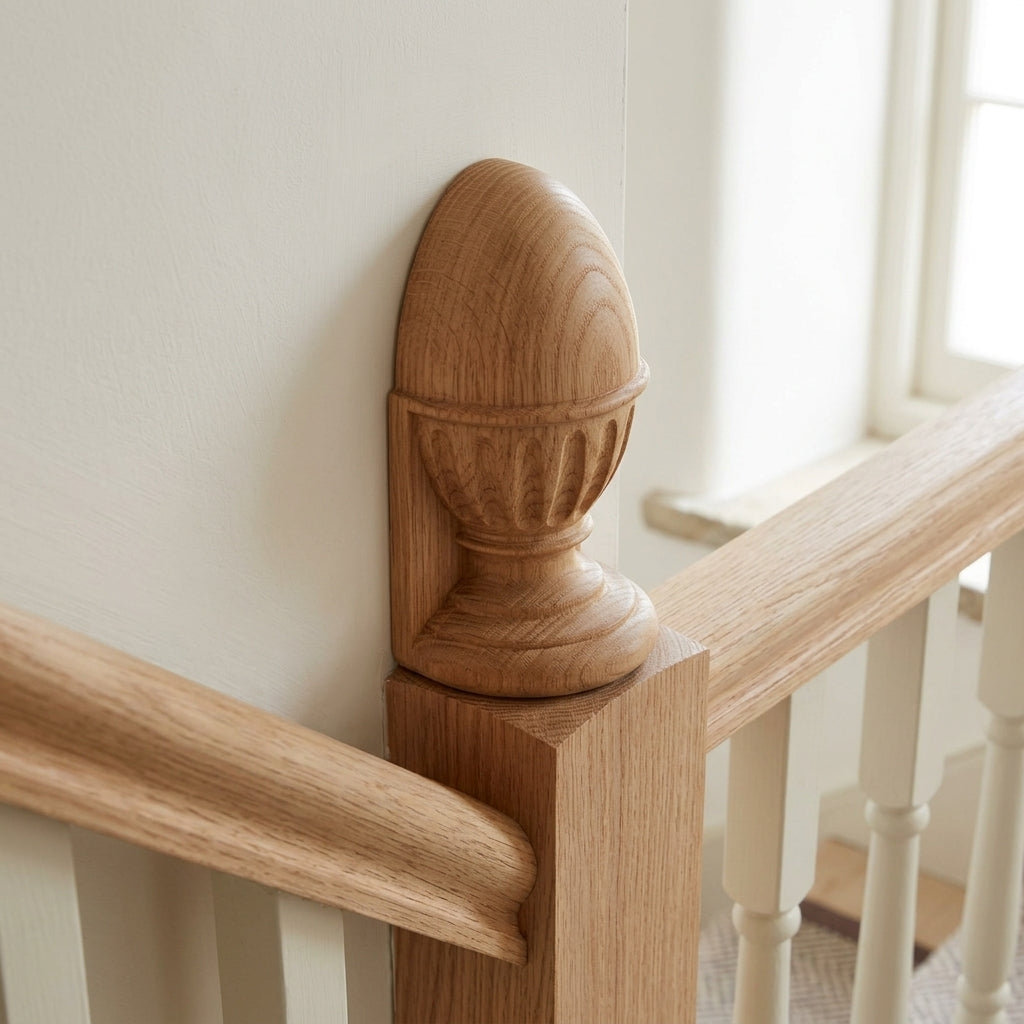Half Cambo Reeded Newel Cap 32mm Dowel Unfinished (view 2)