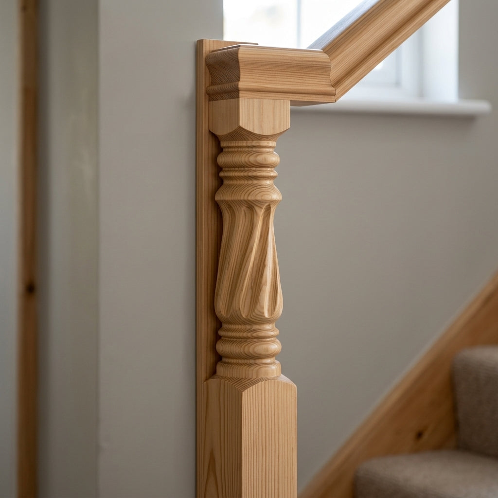 90mm Half Hexham Newel Post Pine (view 2)