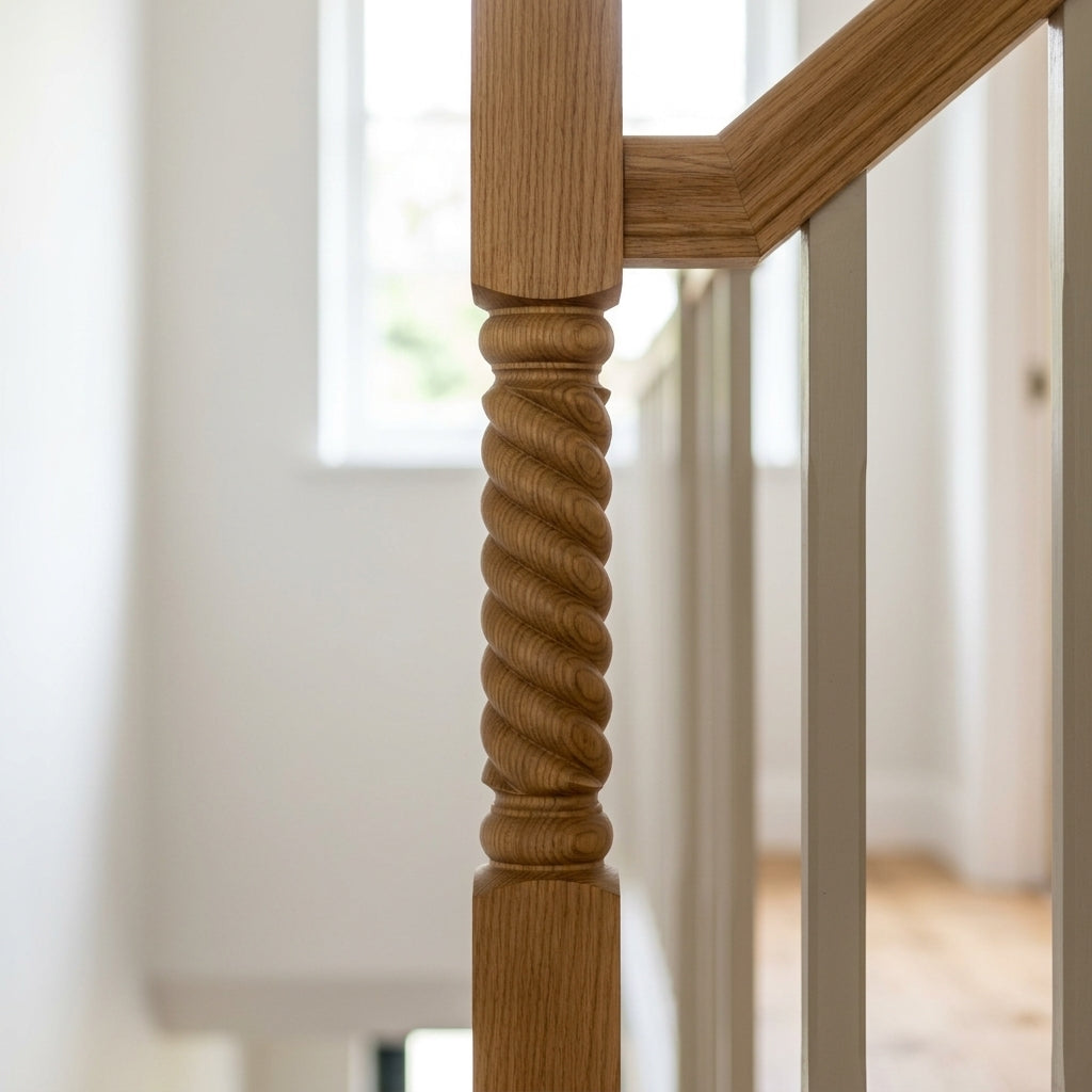 210mm Slaley Newel Post Oak Twisted Design (view 2)
