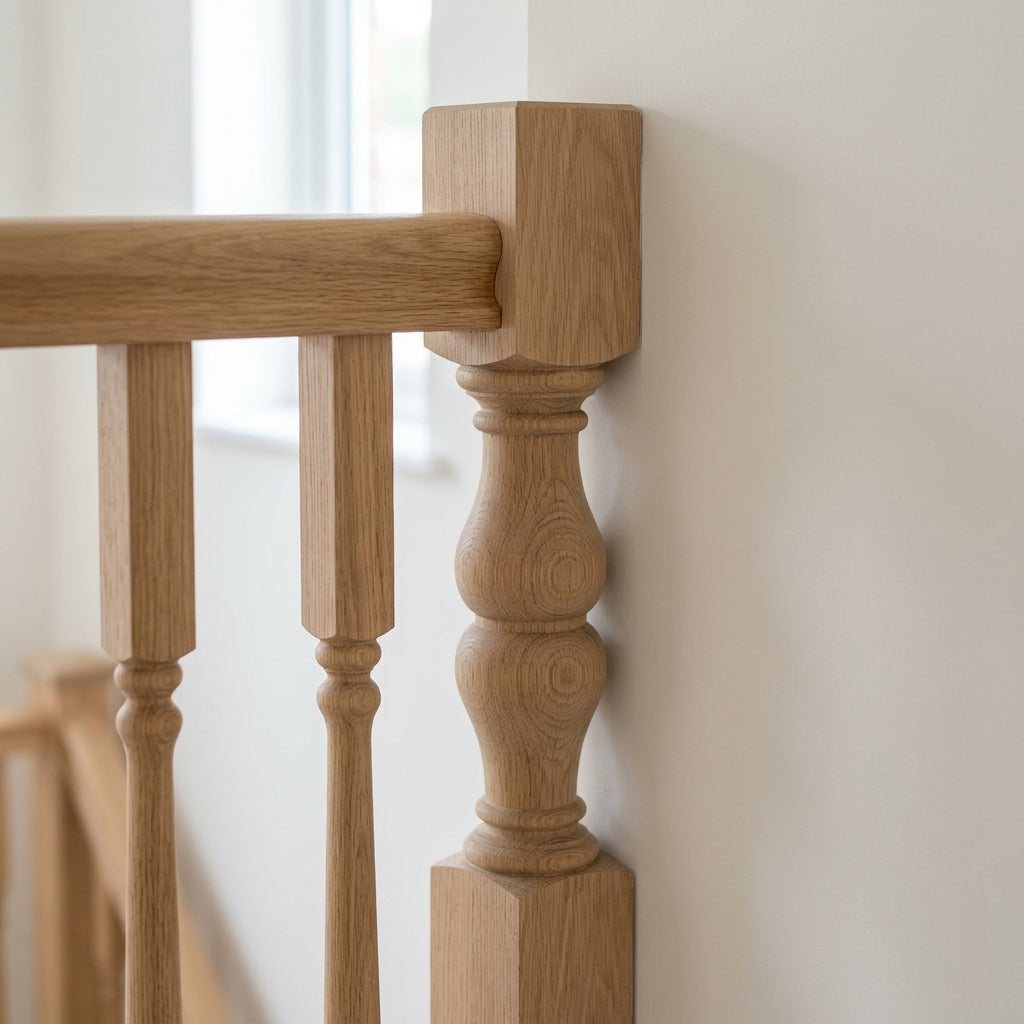 115mm x 1500mm Half Newel Post - Oak (view 2)
