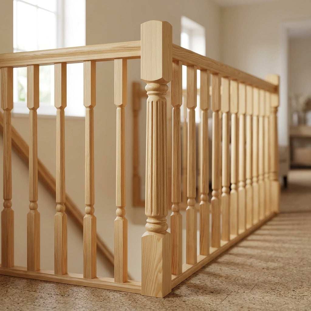 210mm Newel Post - Reeded Pine or Oak