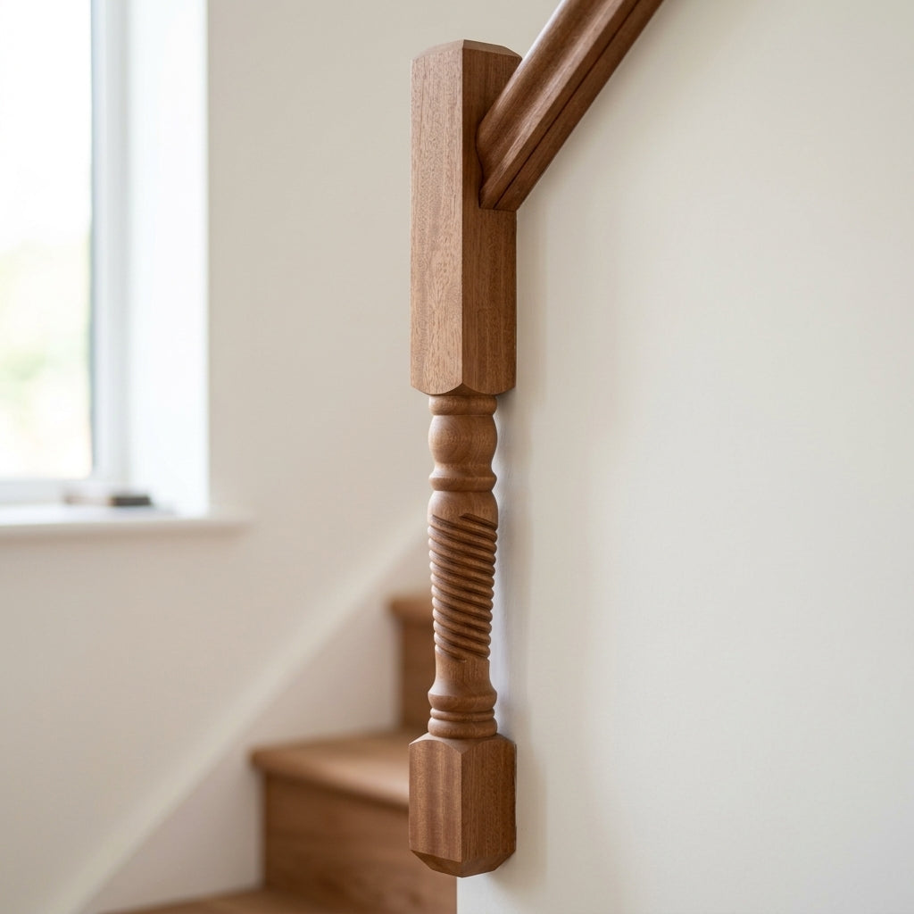 115mm Half Newel Post Sapele Wood (view 2)