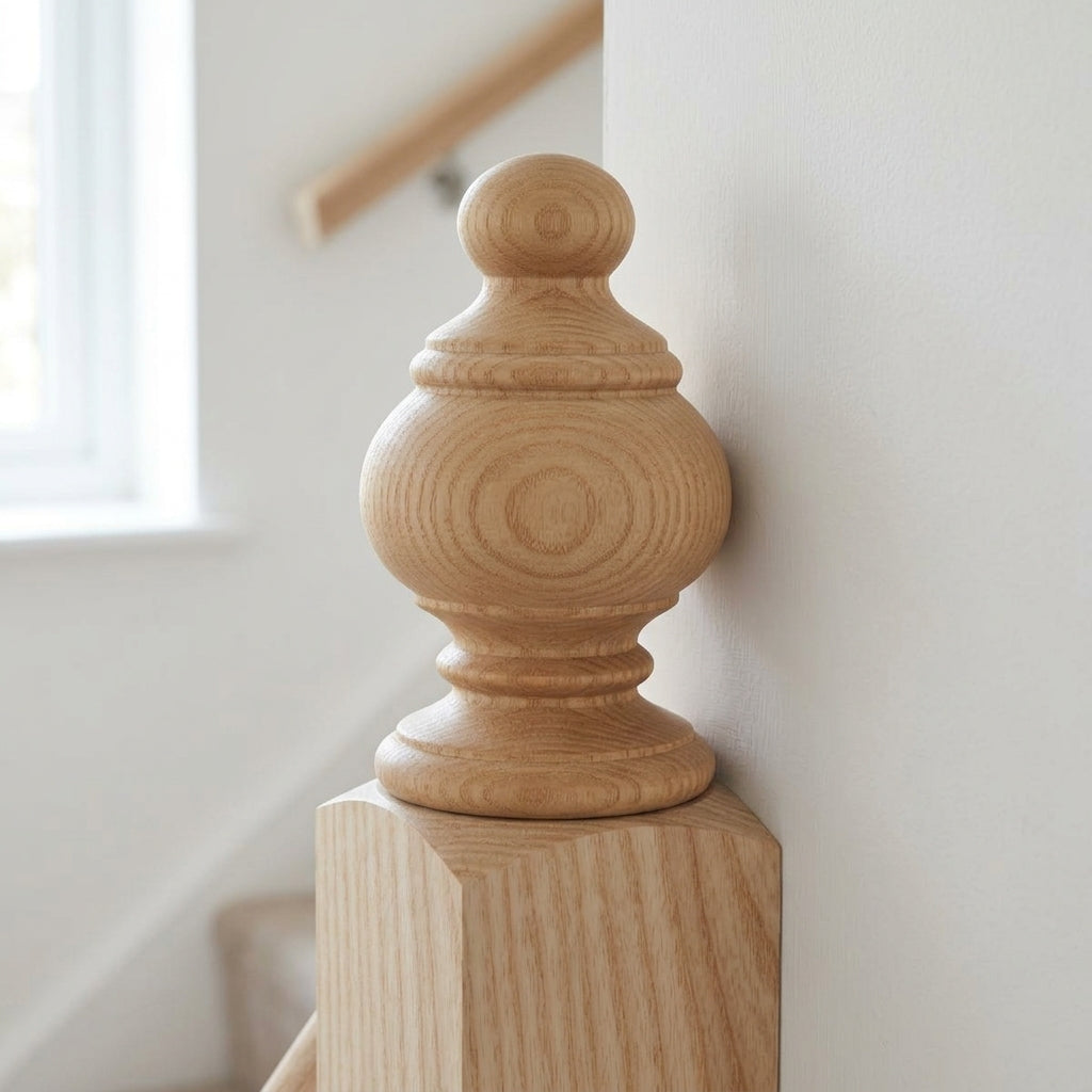 Half Malton Turned Newel Cap 32mm Dowel Unfinished (view 2)