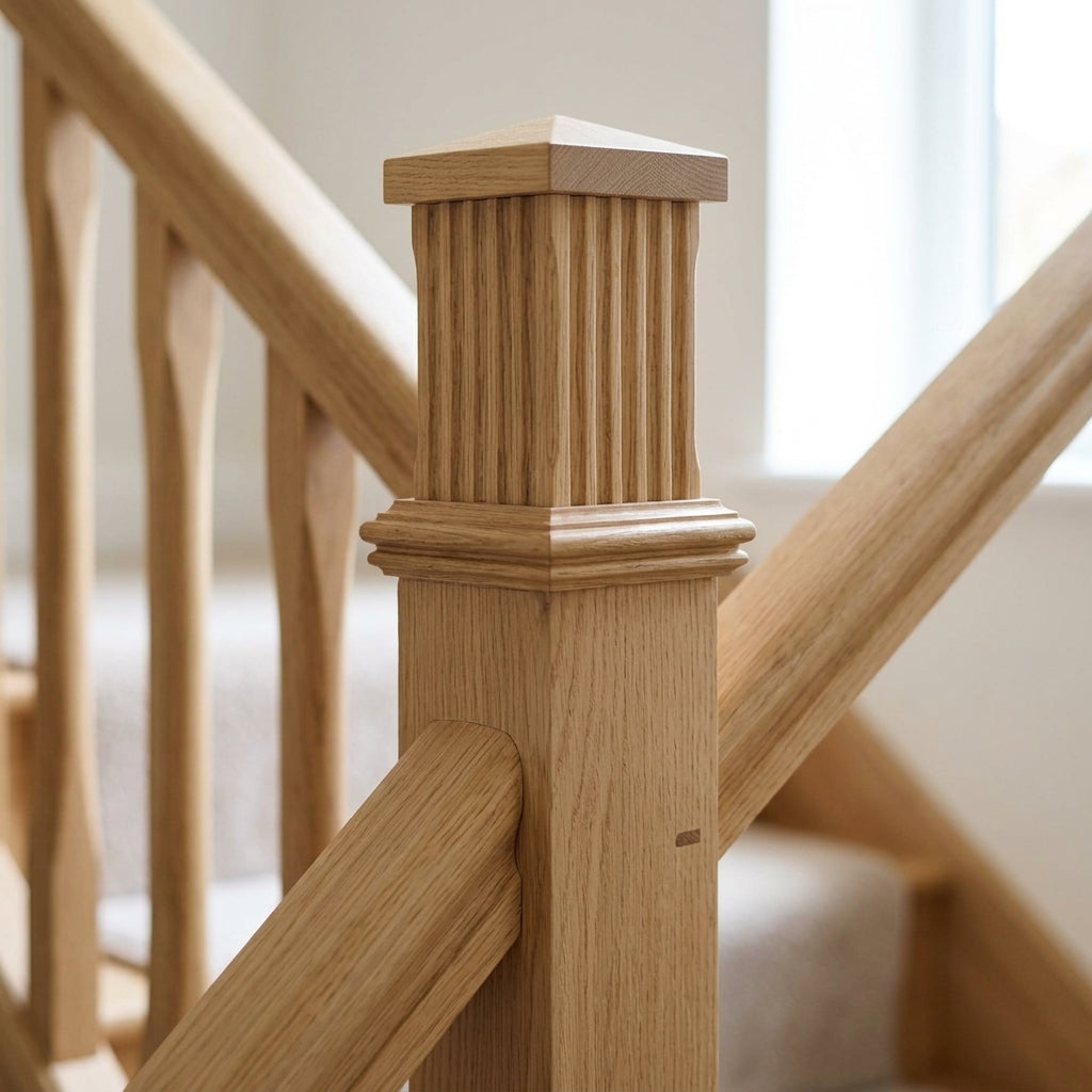 210mm Newel Post Oak with Pyramid Cap (view 2)