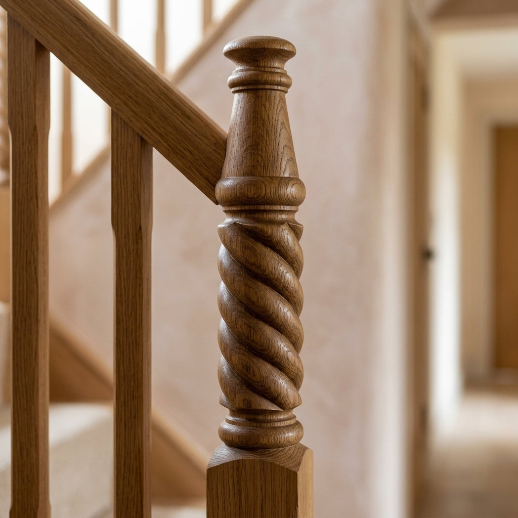 675mm Slaley Newel Post Oak Volute Peg (view 2)