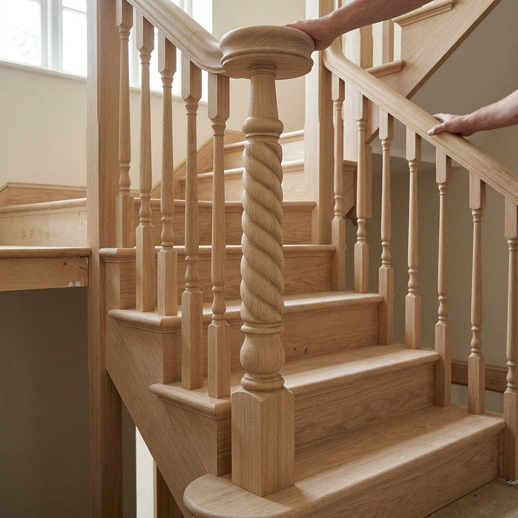675mm Slaley Newel Post Oak Volute Peg