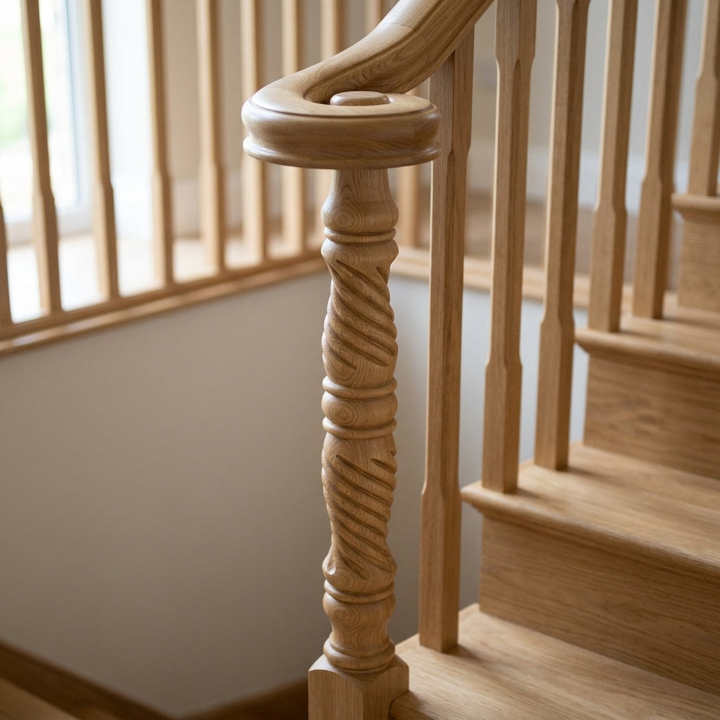 675mm Newel Post Volute Peg Pine/Oak