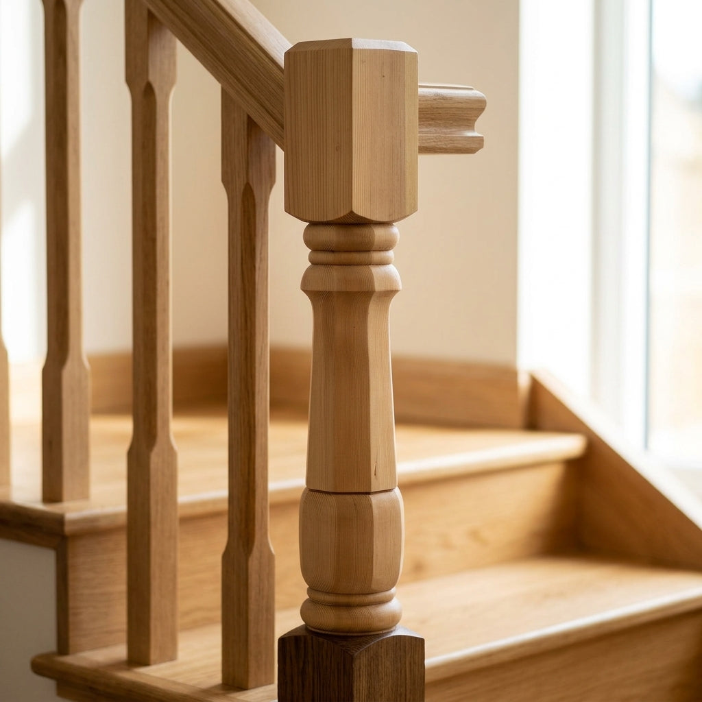 90mm Rowley Newel Post Octagonal Pine or Oak (view 2)
