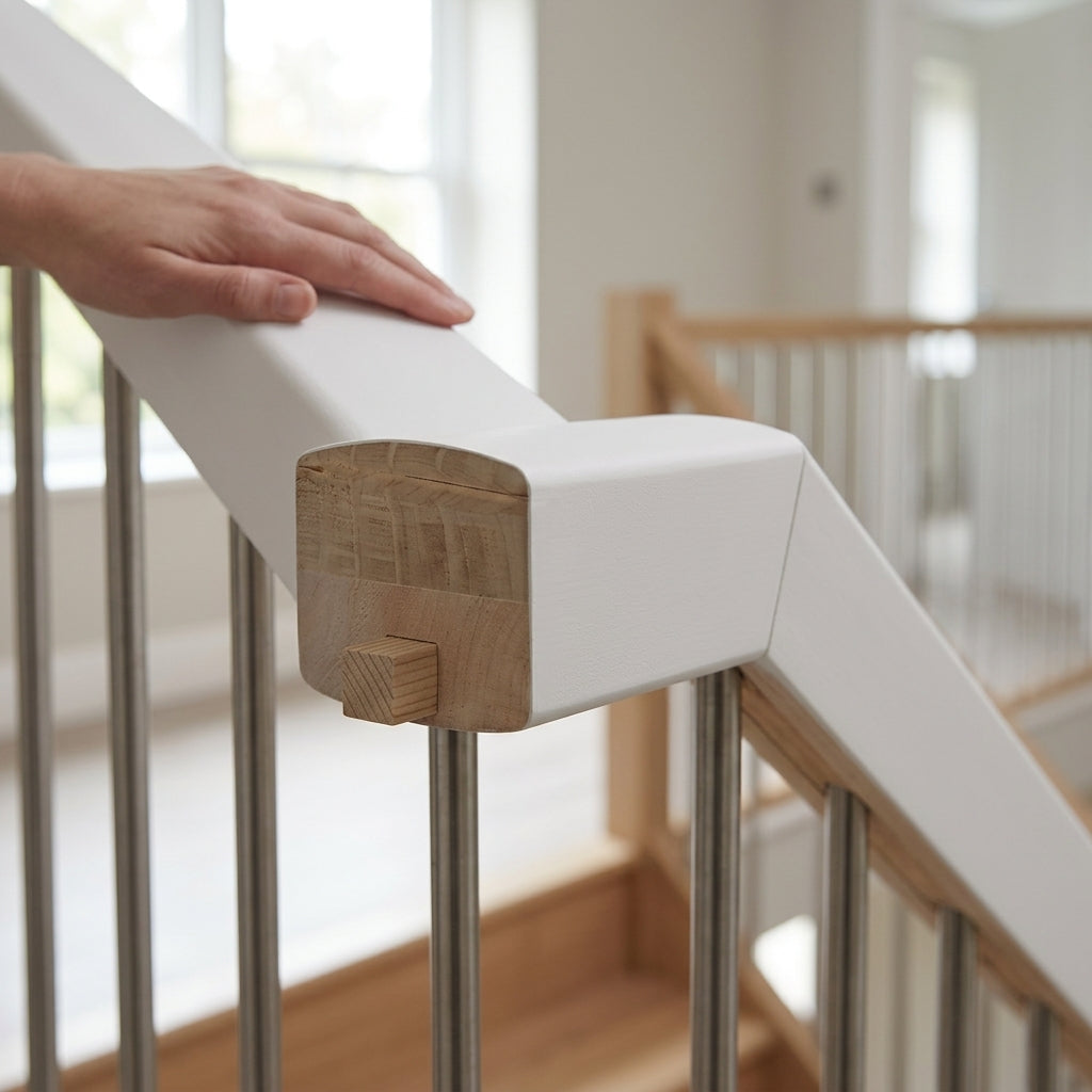58 x 60mm Handrail White Primed Grooved for Glass or Metal (view 2)
