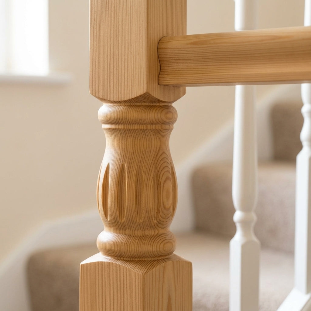 210mm Newel Post – Fluted Pine or Oak (view 2)