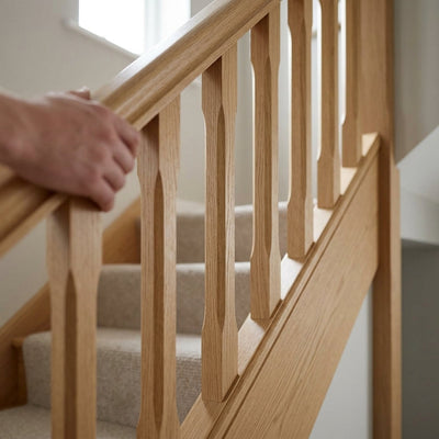32mm-55mm Stop Chamfered Stair Spindle in Pine or Oak