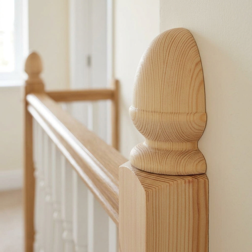 32mm Half Bowes Turned Newel Cap - Unfinished (view 2)