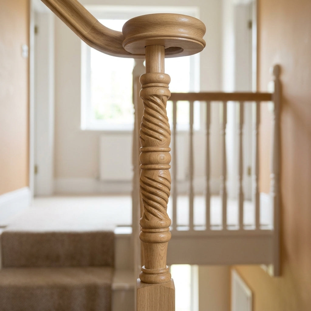 675mm Newel Post Volute Peg Pine/Oak (view 2)