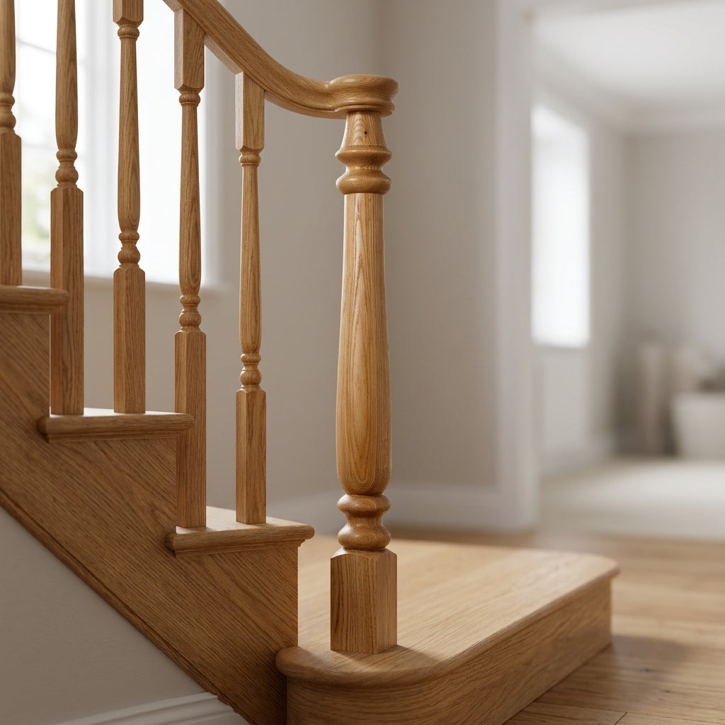 675mm Newel Post Volute Peg Pine or Oak