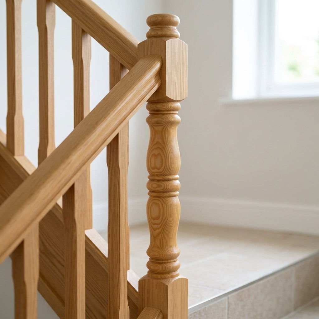 90mm Newel Post – Pine or Oak – 210 Peg (view 2)