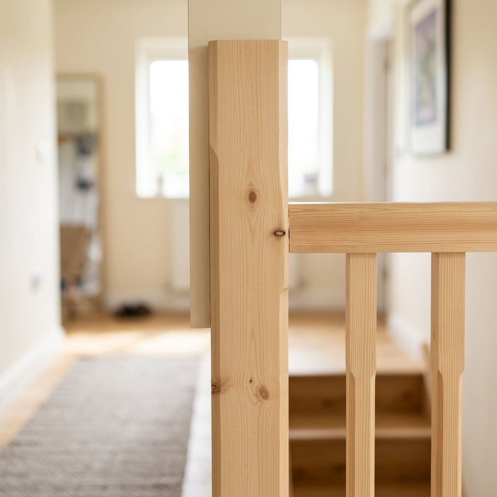140mm x 1500mm Pine Lindisfarne Half Newel with Knots (view 2)