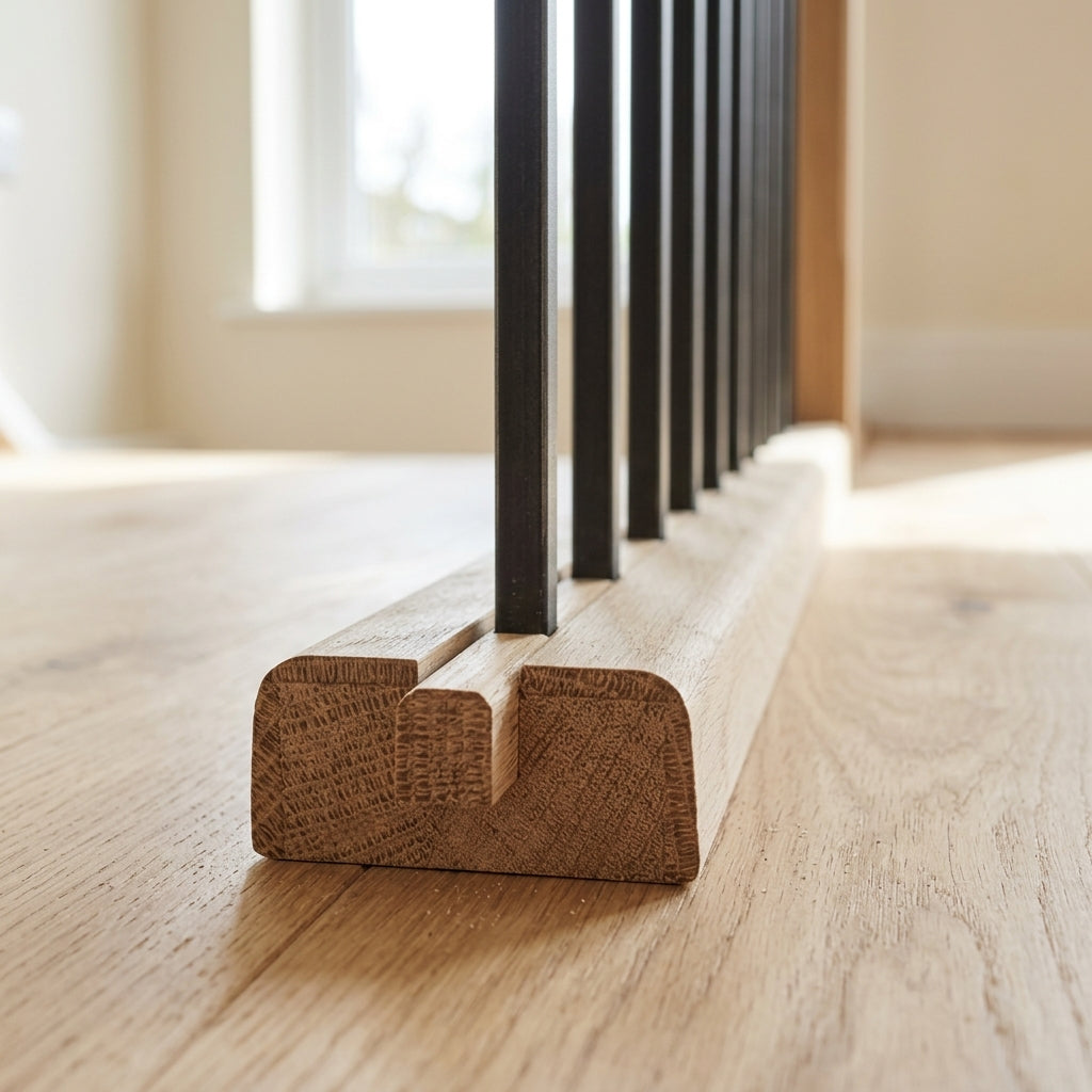 61 x 28mm Baserail Engineered Oak Grooved for Glass or Metal (view 2)