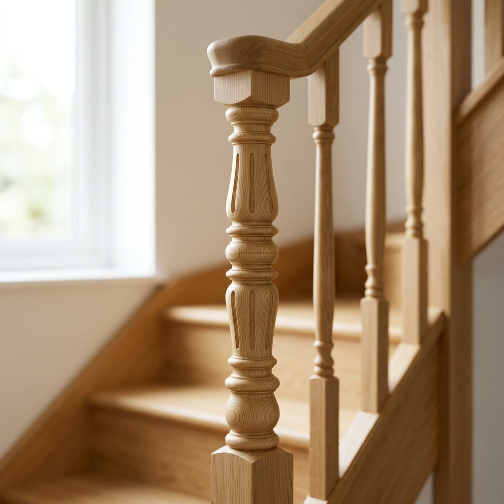 675mm Newel Post Volute Peg Pine/Oak (view 2)