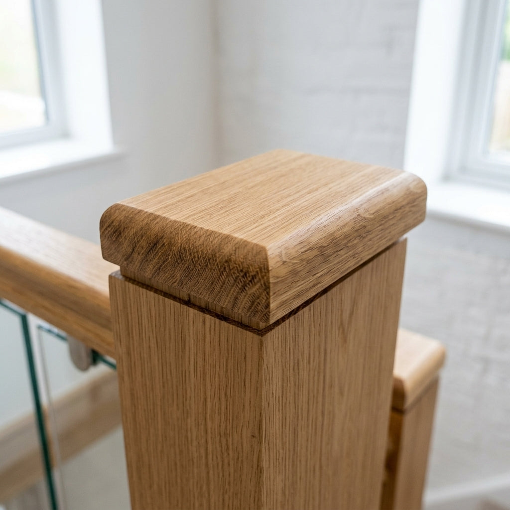 Double Flat Newel Cap 90x90mm Unfinished Timber (view 2)