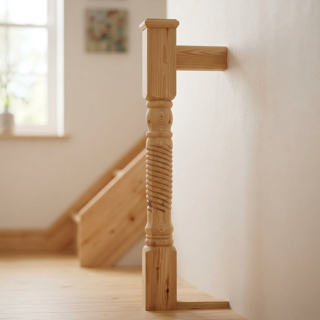 140mm x 1500mm Pine Harrogate Half Newel (view 2)