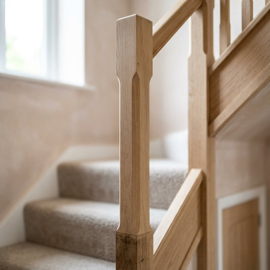 90mm Chamfered Newel Post Oak (view 2)
