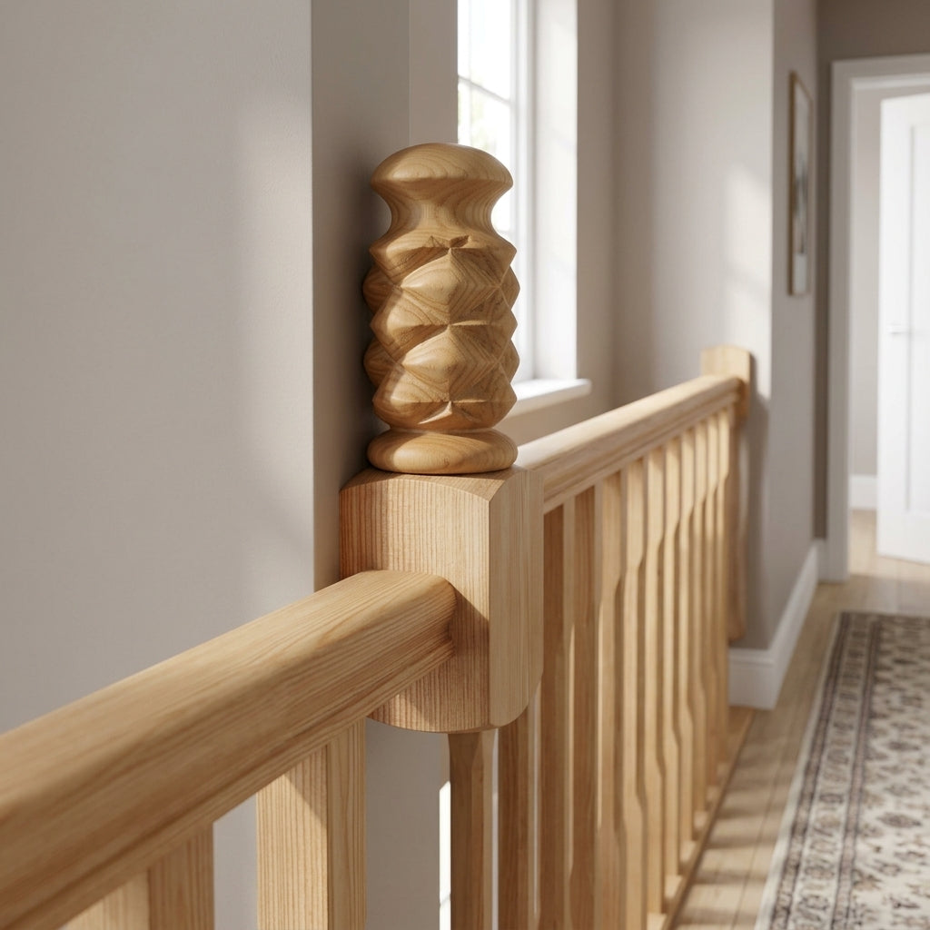Half Amble Newel Cap 32mm Pine