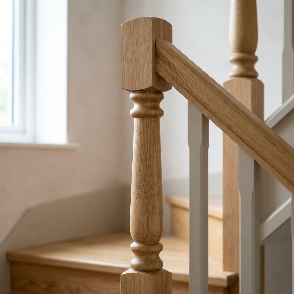 90mm Newel Post Pine or Oak Traditional Design (view 2)