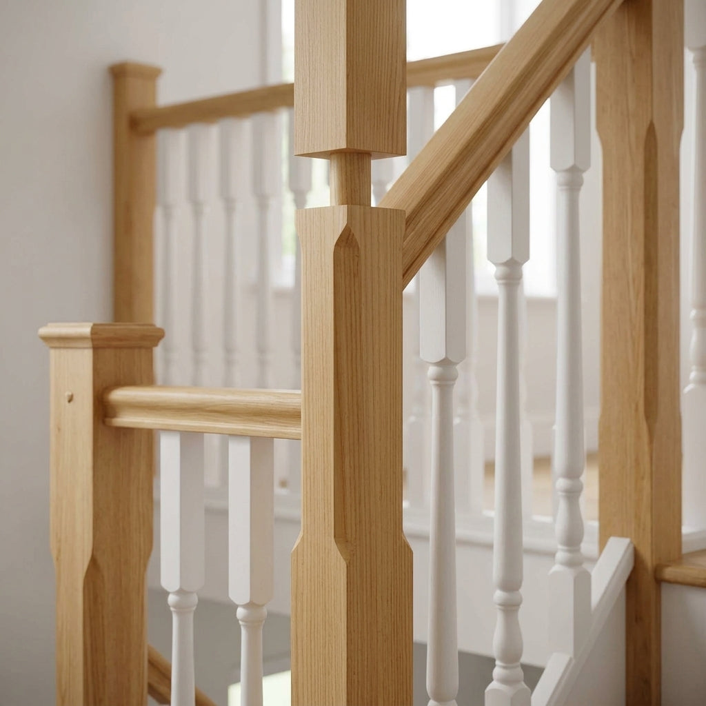 205mm Newel Post Stop Chamfered Pine or Oak