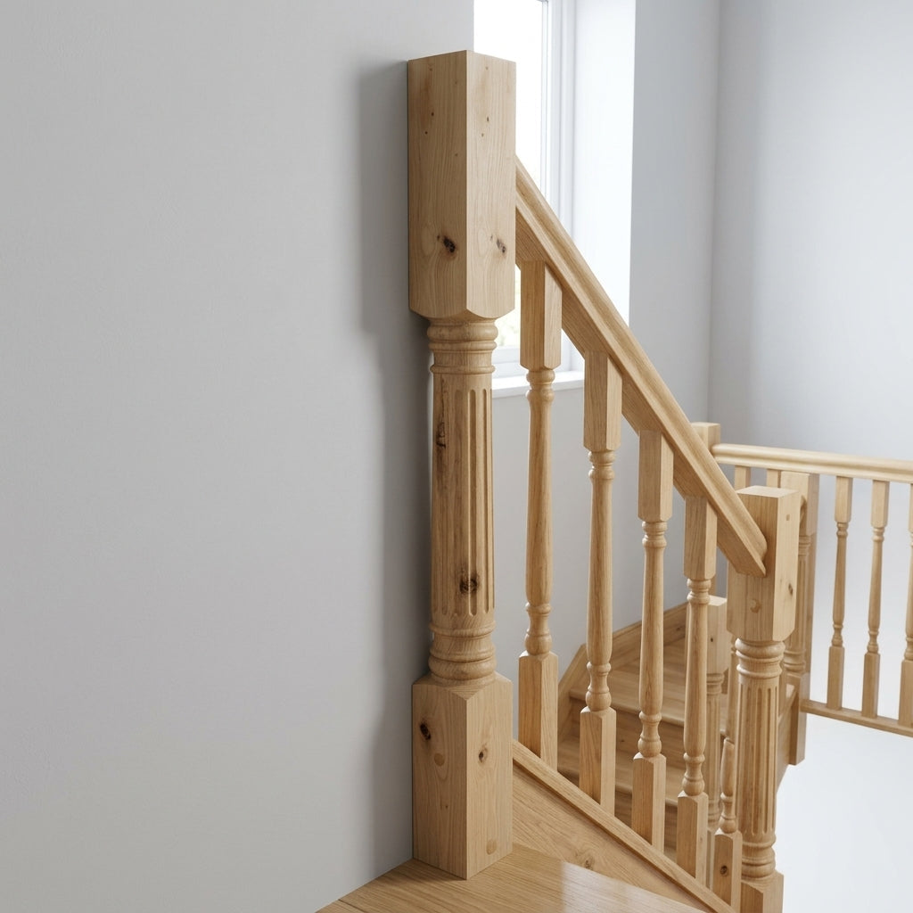 140mm x 1500mm Half Newel Post - Oak with Knots