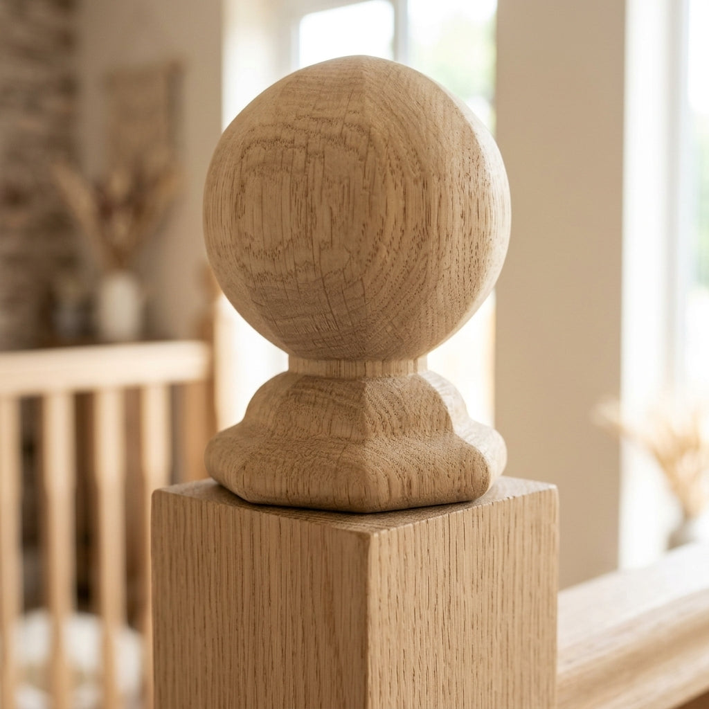 90mm Octagonal Cap - Oak Finish - Slightly Rounded Edges (view 2)