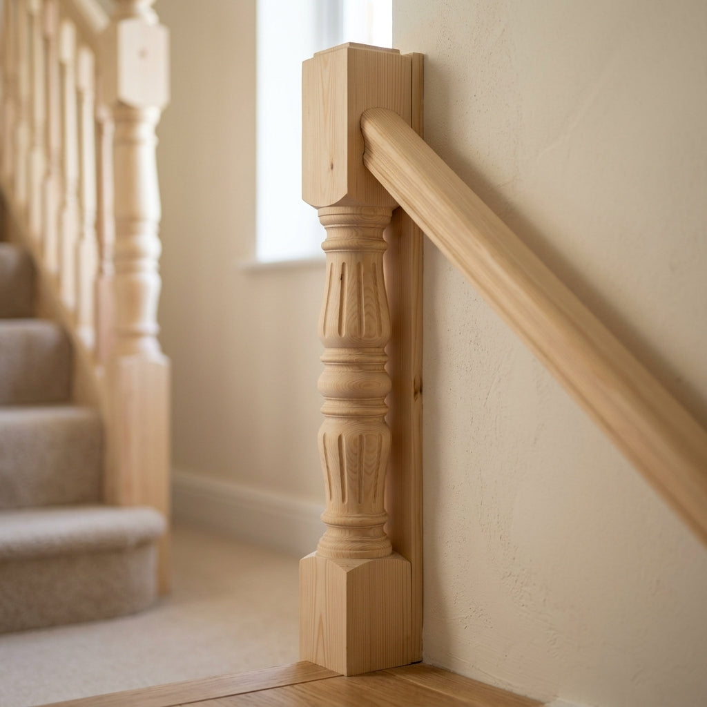 140mm x 1500mm Half Newel Post - Pine (view 2)