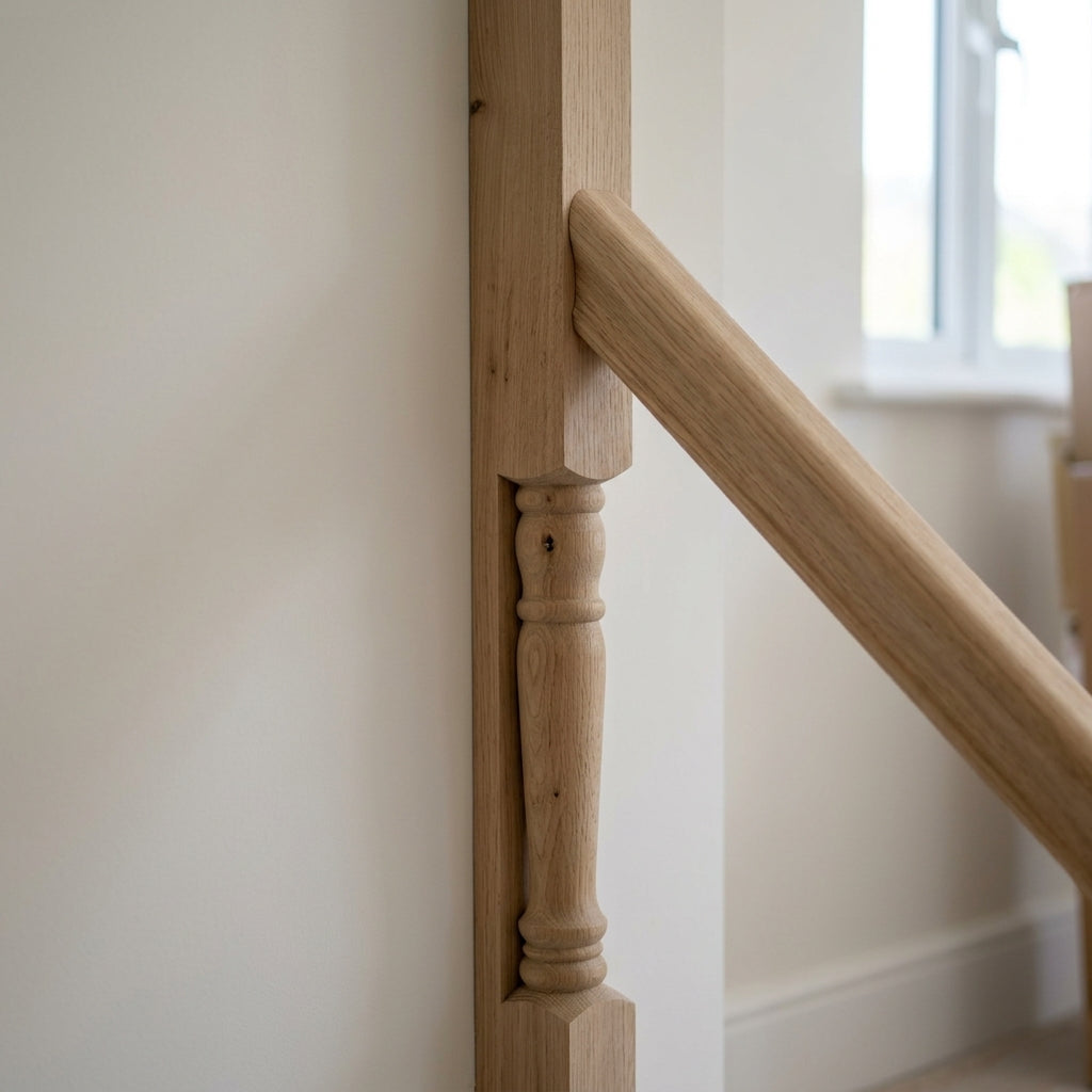 115mm x 1500mm Half Newel Post in Knotty Oak (view 2)