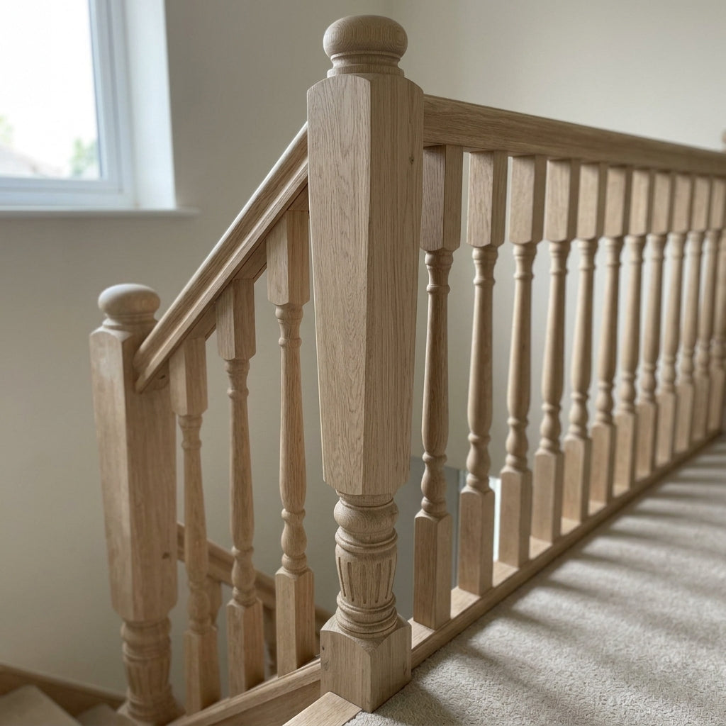 140mm x 1500mm Half Newel Post - Oak, Unsanded
