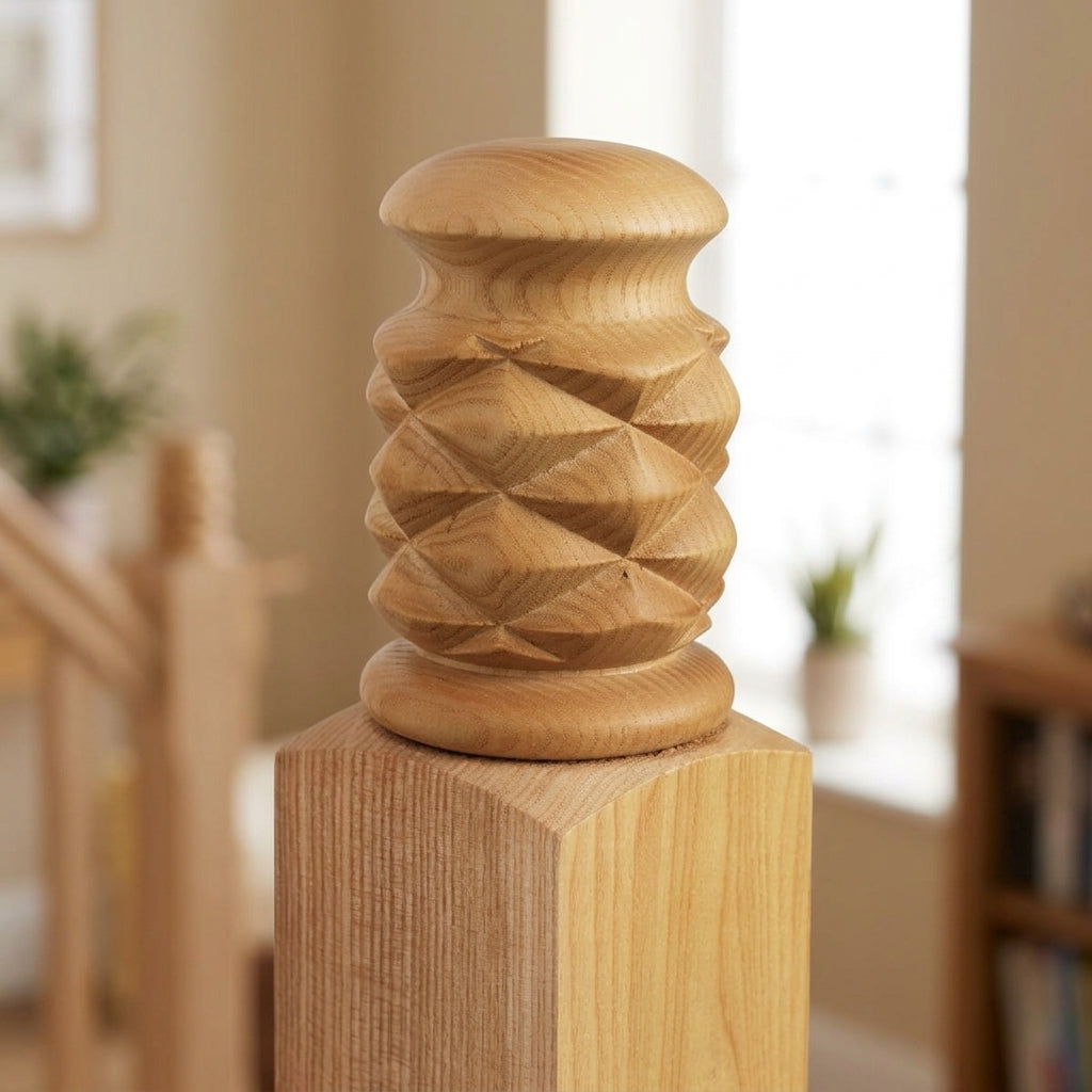 32mm Newel Cap Pineapple Design Unfinished (view 2)