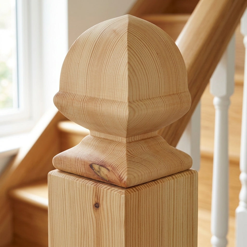 32mm Newel Cap - Knitsley Square - Unfinished (view 2)
