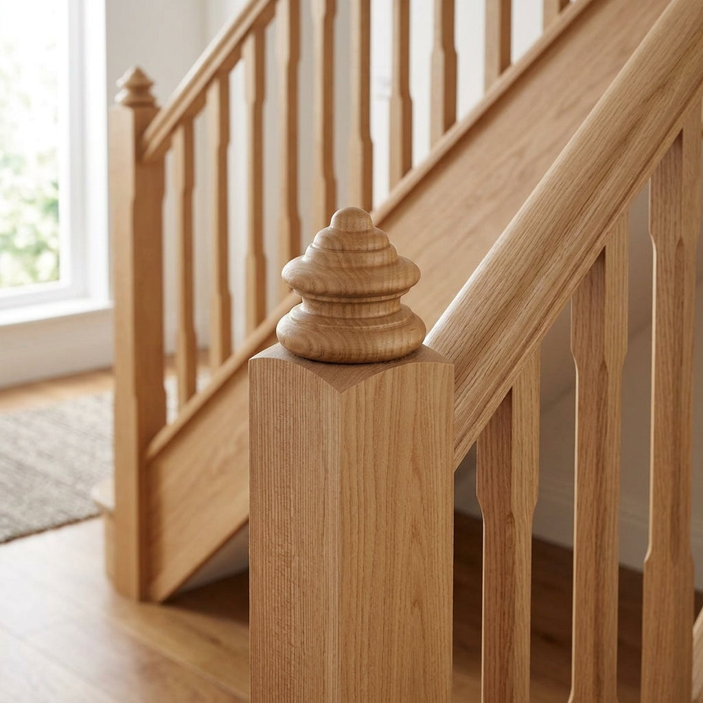 32mm Newel Drop Cap - Unfinished Wooden Turned Design