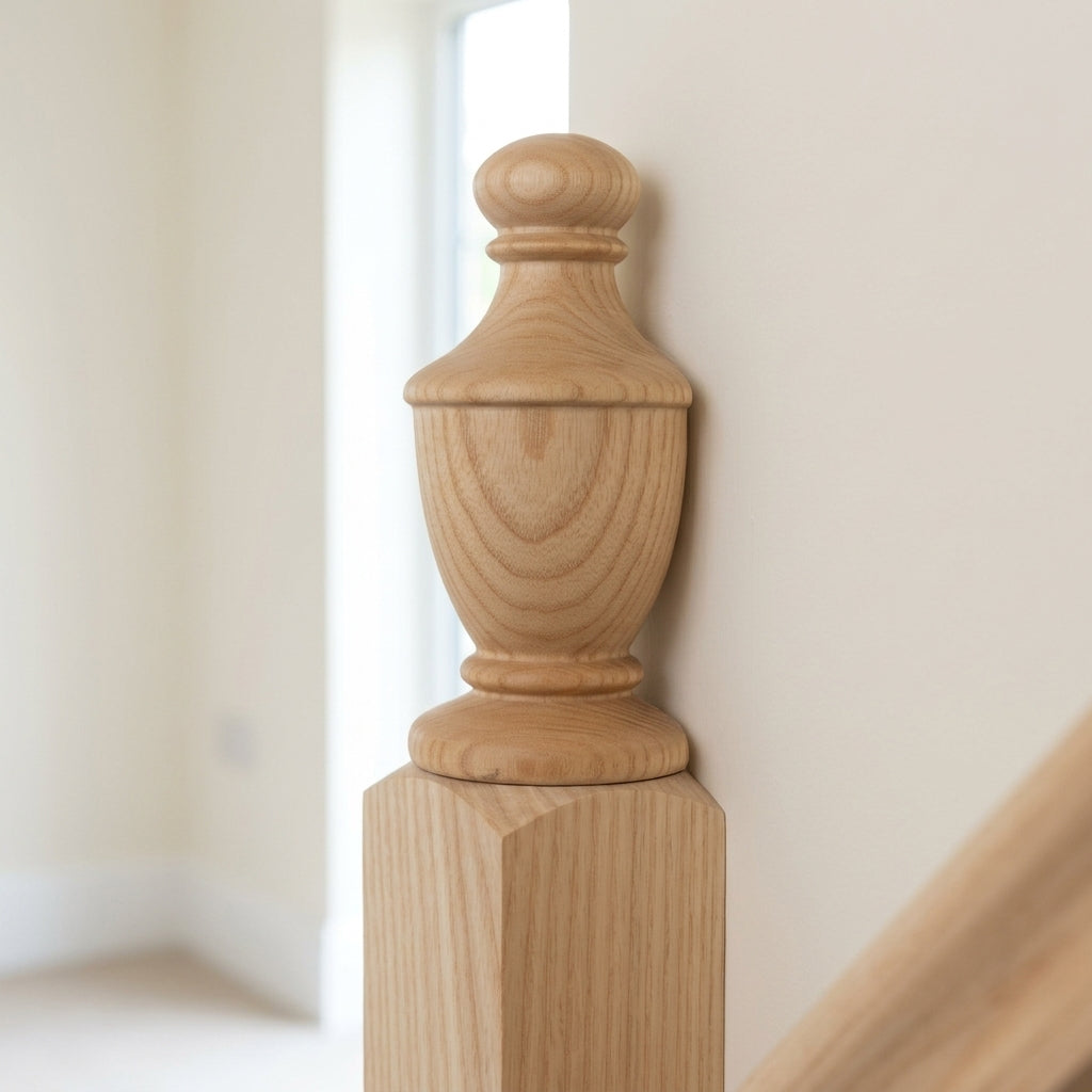 32mm Newel Cap - Half Lamesley Turned - Unfinished (view 2)