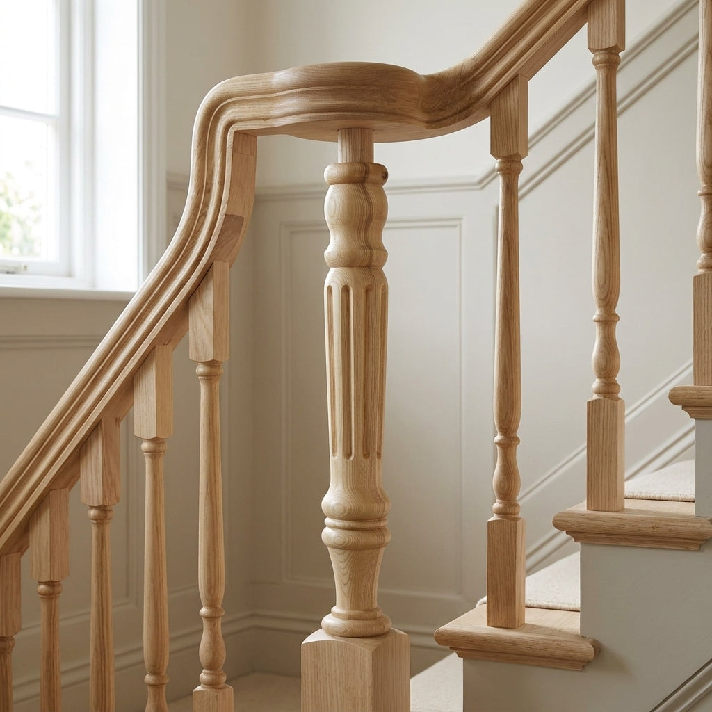 675mm Newel Post – Volute Peg – Pine/Sapele/Ash/Oak
