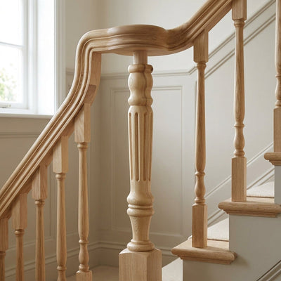 675mm Newel Post – Volute Peg – Pine/Sapele/Ash/Oak