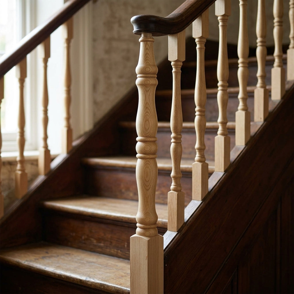 675mm Newel Post Volute Peg Pine/Oak