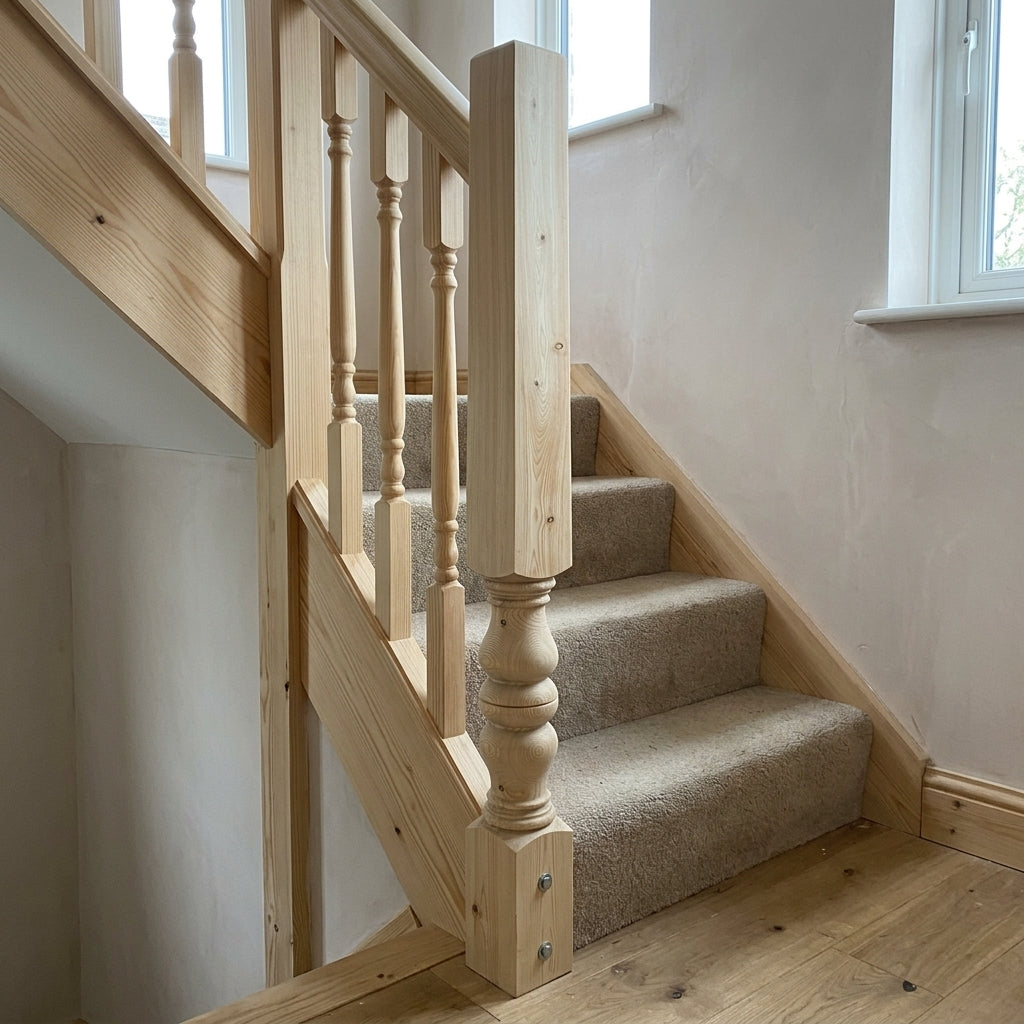 140mm x 1500mm Pine Half Newel Unsanded