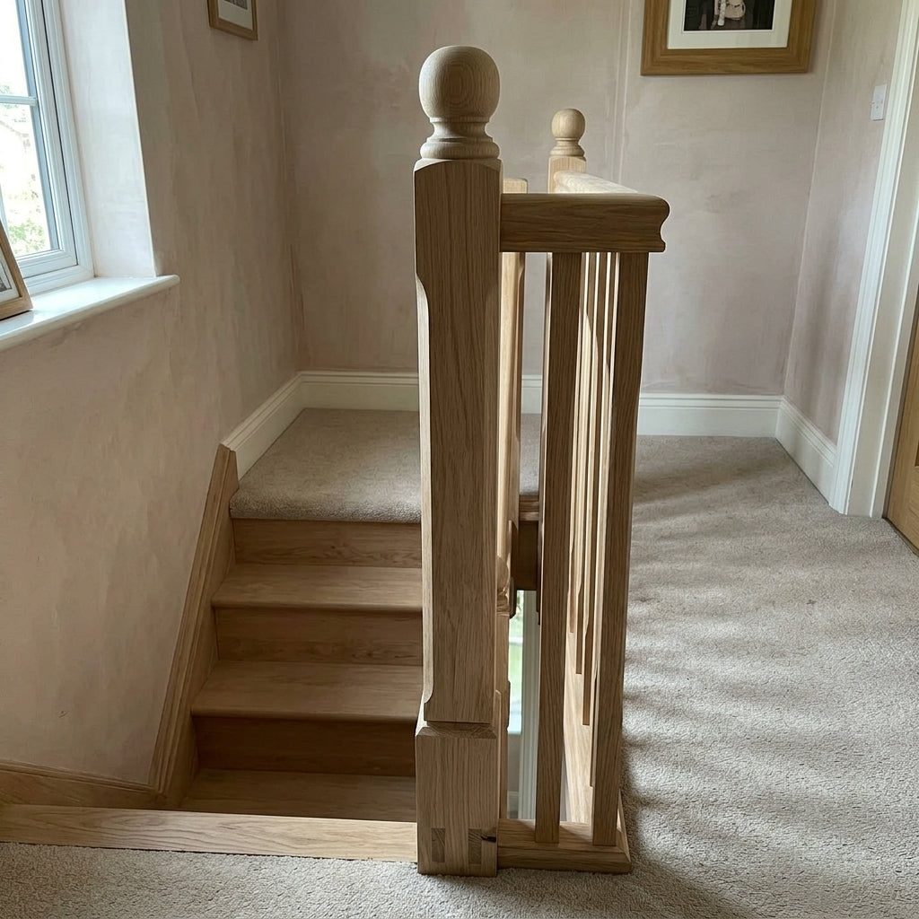 90mm Chamfered Newel Post Oak Unfinished