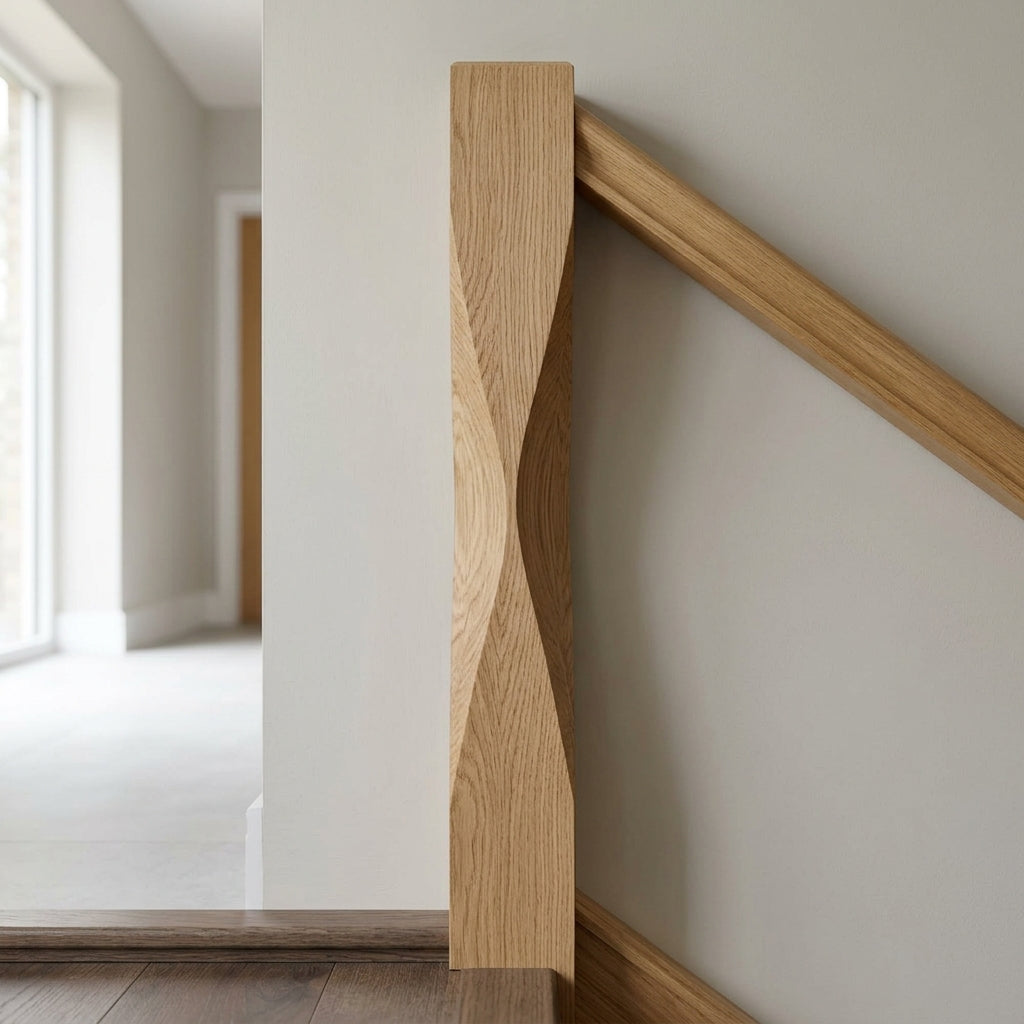 Half 210mm Alnwick Twist Newel Post Oak (view 2)