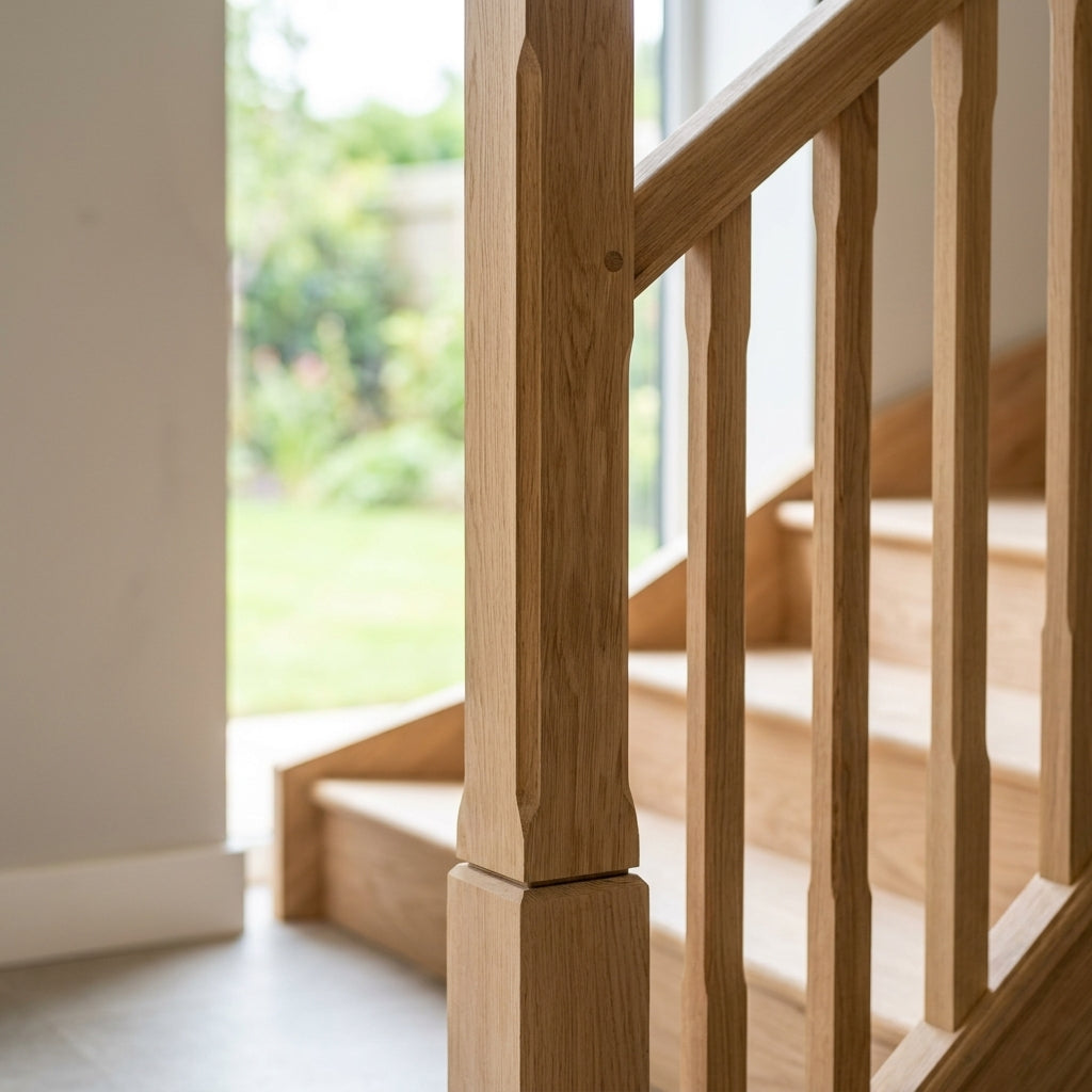 90mm Chamfered Newel Post Oak Unfinished (view 2)