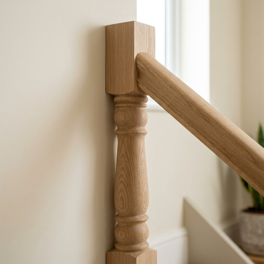 115mm x 1500mm Half Newel Post - Oak (view 2)