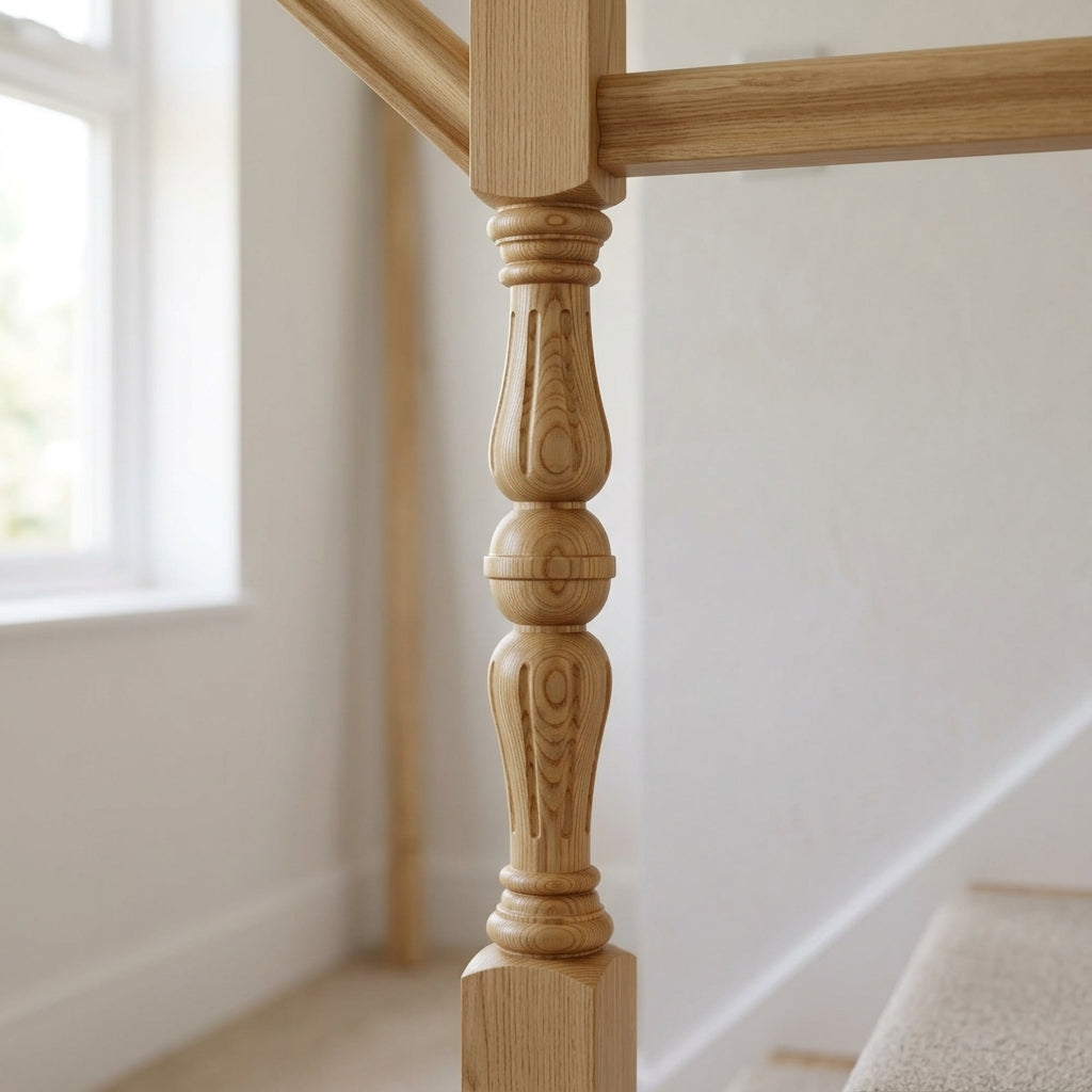 675mm Newel Post – Volute Peg – Pine/Oak (view 2)