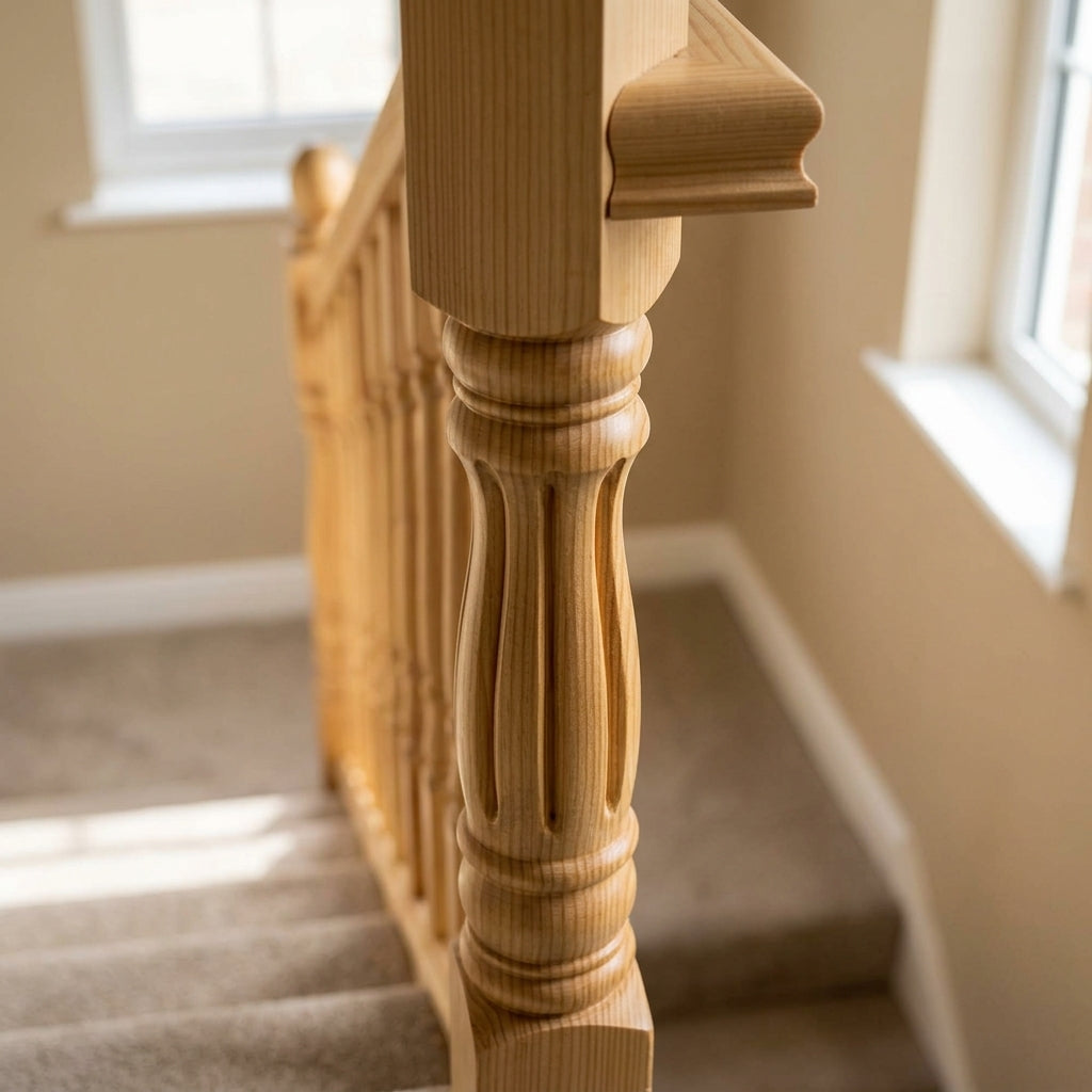 90mm Newel Post – Pine or Oak – 205 Peg (view 2)