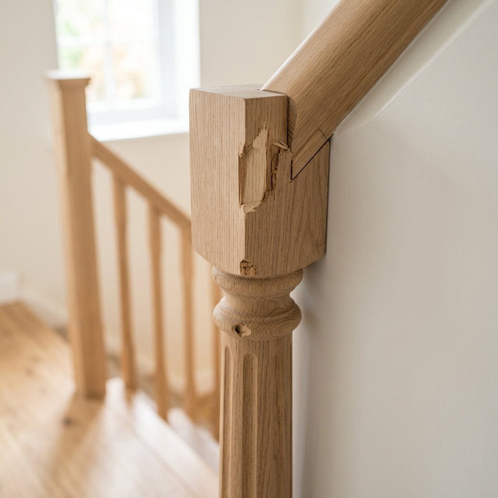 90mm x 1500mm Half Newel Post - Oak - Minor Damage (view 2)