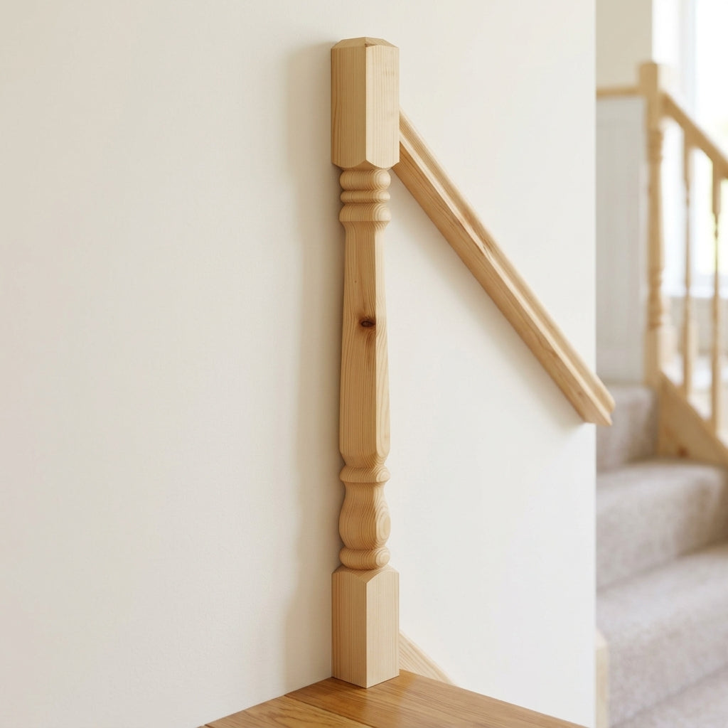 90mm Half Octagonal Newel Post in Pine or Oak (view 2)